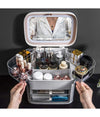 Organizer Beauty Case Porta Trucco Accessori Gioielli Con Specchio Led Cassetti