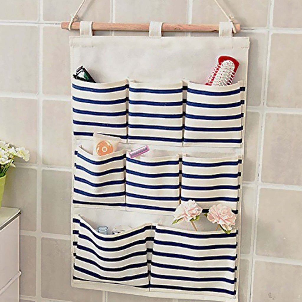 Puedno 3 borse portaoggetti da appendere alla parete con 3 tasche, in tessuto di lino impermeabile, organizer da appendere sopra la porta, armadio, camera da letto e bagno (grigio + verde