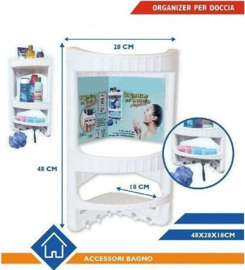 Organizer-In-Plastica-3-Ripiani-Mensole-Angolare-Con-Bagno-Doccia-Accessori