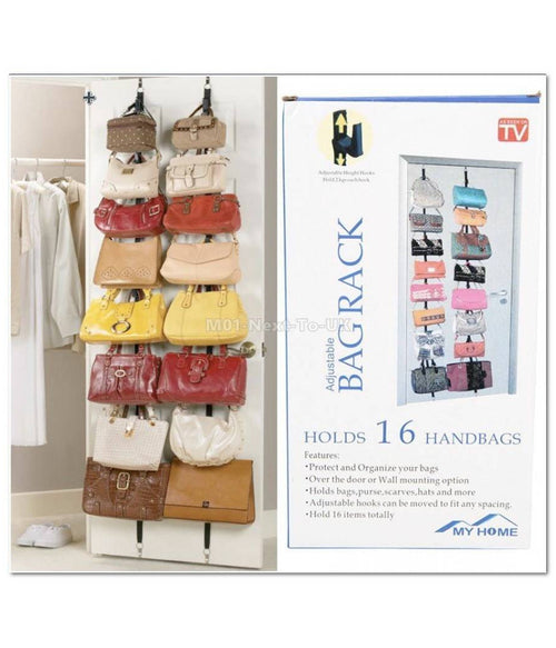 Organizer Per Borse Cappelli Con Elastico Regolabile Per Porta Con 16 Ganci