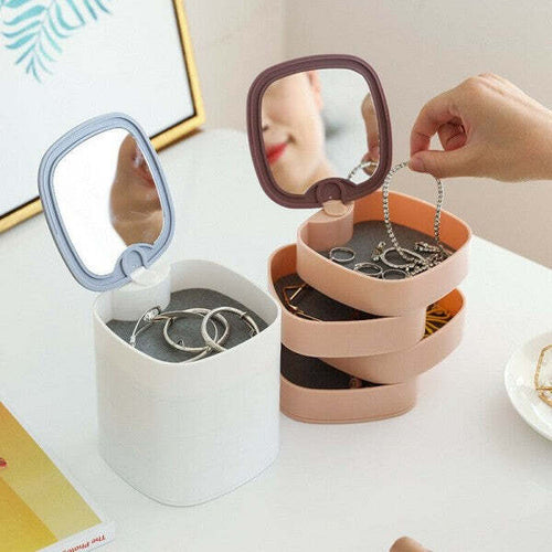 Organizer-Per-Trucco-Cosmetici-Accessori-Casa-Con-4-Cassetti-Espositore-Specchio