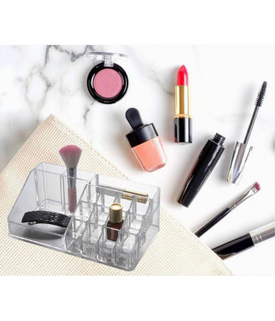 Organizer Portatrucchi Trasparente 16 Scomparti Cosmetici Espositore Makeup 10250