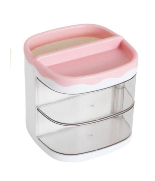 Organizer Rosa Con Cassetti Organizzatore Scrivania Penne Trucco Cancelleria