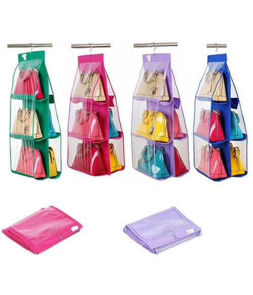 Organizzatore Porta Appendi Salvaspazio Borse 6 Posti Pvc Da Armadio Espositore