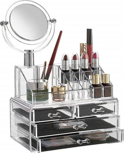 Organizzatore-Porta-Cosmetici-Make-Up-Specchio-Espositore-Organizer-16-Comparti