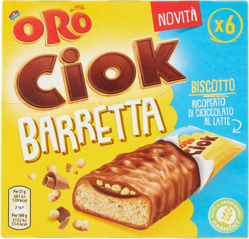 6 pezzi Oro Ciok barretta 27 gr, confezione 6 pz Merendine e snack dolci Non solo caffè online - Albano Laziale, Commerciovirtuoso.it