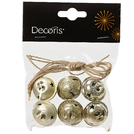 Palline per Albero di  Natale con campanella glitterata, in ferro, decorazione da 3 x 3 x 2,5 cm