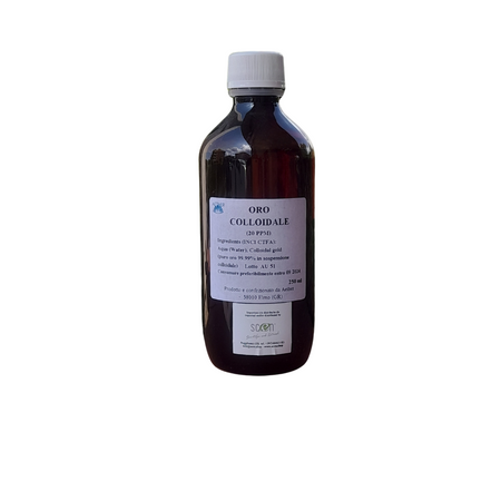 Scen Oro Colloidale 20 Ppm - 0,65 Nanometri, 250 Ml. Con Contagocce, Prodotto In Italia Da Aether