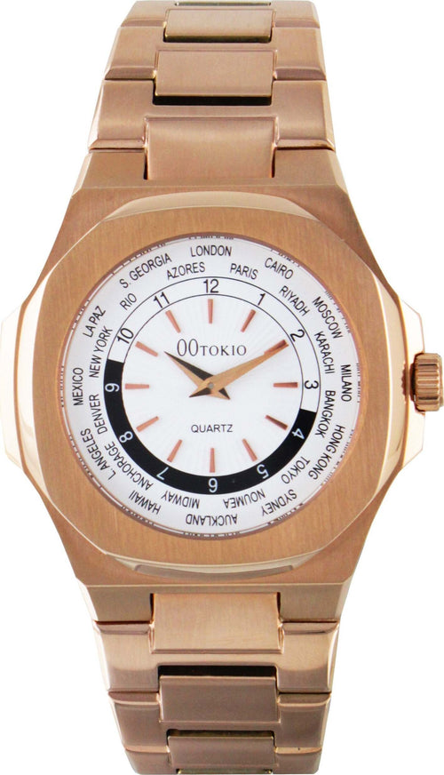 Orologio 00 Tokio World Time Da Uomo Orologio Da Polso in Acciaio Inossidabile Oro Rosa Quadrante Tondo Bianco Orologio Casual Analogico Moda/Uomo/Orologi/Orologi da polso Milano Fashion Watch - Marcianise, Commerciovirtuoso.it
