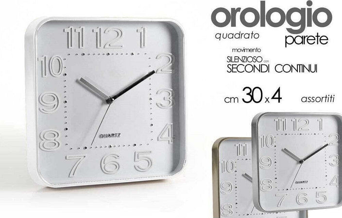 Orologio 30x4cm Da Parete Quadrato Classico Moderno Silenzioso Colori Ass 684142 Casa e cucina/Decorazioni per interni/Orologi/Orologi da parete Trade Shop italia - Napoli, Commerciovirtuoso.it