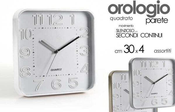 Orologio-30x4cm-Da-Parete-Quadrato-Classico-Moderno-Silenzioso-Colori-Ass-684142