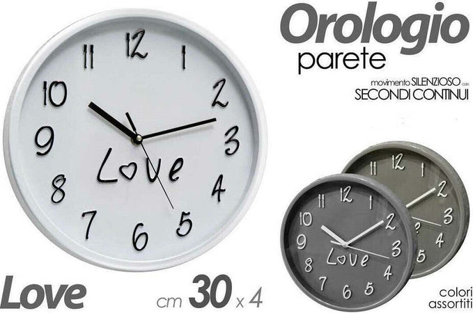 Orologio 30x4cm Parete Love Classico Moderno Tondo In Plastica Colori Ass 798146 Casa e cucina/Decorazioni per interni/Orologi/Orologi da parete Trade Shop italia - Napoli, Commerciovirtuoso.it