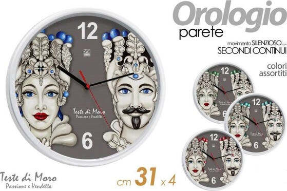 Orologio-31x4cm-Da-Parete-Testa-Di-Moro-Marrone-Moderno-Tondo-Colori-Ass-820205
