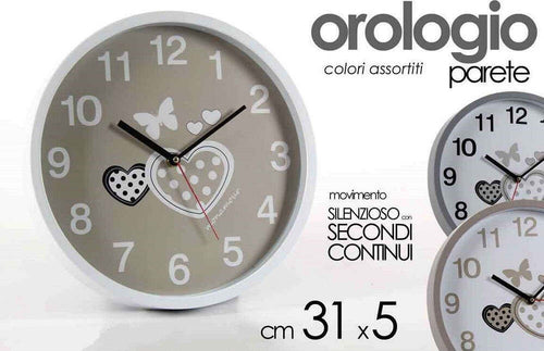 Orologio 31x5 Cm Parete Cuori Farfalle Classico Moderno Tondo Silenzioso 681288 Casa e cucina/Decorazioni per interni/Orologi/Orologi da parete Trade Shop italia - Napoli, Commerciovirtuoso.it
