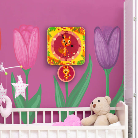 Orologio A Pendolo - Cerbiatti Da Parete Cameretta Bambini Dida