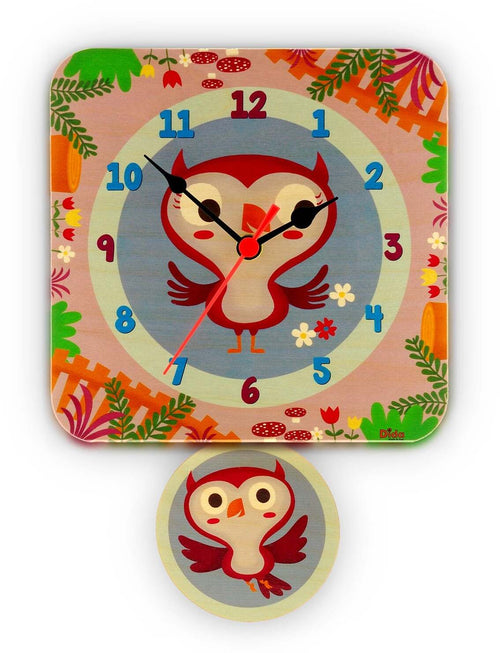 Orologio A Pendolo - Gufi Da Parete Cameretta Bambini Dida