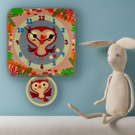 Orologio A Pendolo - Gufi Da Parete Cameretta Bambini Dida