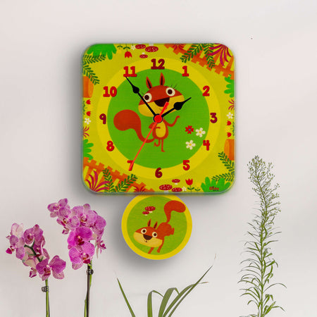 Orologio A Pendolo - Scoiattoli Da Parete Cameretta Bambini Dida