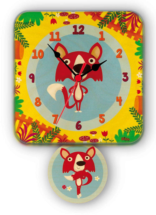 Orologio A Pendolo - Volpi Da Parete Cameretta Bambini Dida