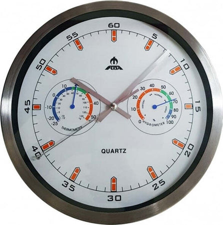 Orologio Analogico Parete Con Termometro Igrometro Acciaio 25cm Quadrante Tondo Casa e cucina/Decorazioni per interni/Orologi/Orologi da parete Trade Shop italia - Napoli, Commerciovirtuoso.it