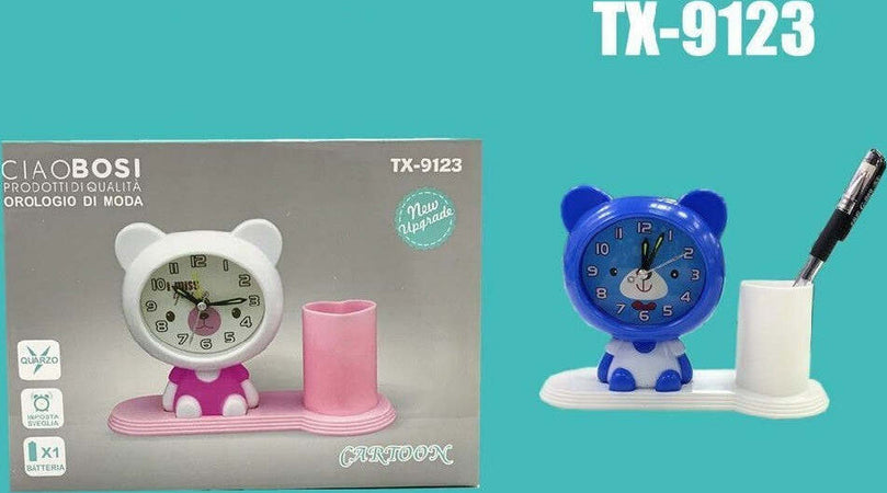 Orologio Analogico Sveglia A Forma Di Orsacchiotto Con Portapenne Tavolo Tx-9123 Casa e cucina/Decorazioni per interni/Orologi/Orologi da parete Trade Shop italia - Napoli, Commerciovirtuoso.it