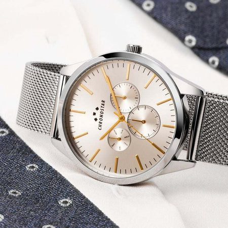 Orologio-CHRONOSTAR-uomo-Classique-multi-funzione-acciaio-mesh