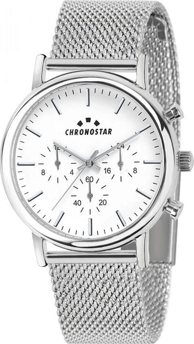 Orologio-CHRONOSTAR-uomo-Polaris-multi-acciaio-/-bianco