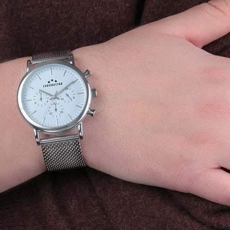 Orologio-CHRONOSTAR-uomo-Polaris-multi-acciaio-/-bianco