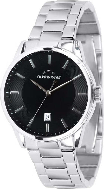 Orologio-CHRONOSTAR-uomo-Urano-data-acciaio-/-nero
