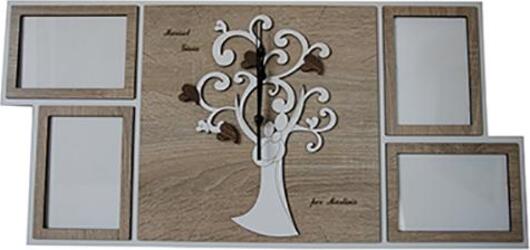 Orologio con 4 portafoto da parete in legno mdf, personalizzabile. Misure cm. 32x60 Casa e cucina/Decorazioni per interni/Orologi/Orologi da parete MagiediNatale.it - Altamura, Commerciovirtuoso.it