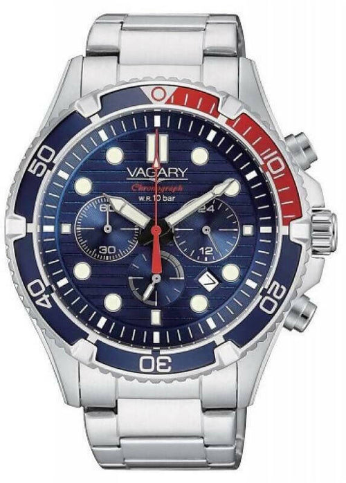Orologio Cronografo Uomo Vagary By Citizen Aqua Diver Acciaio Blu Rosso Accessori per lui