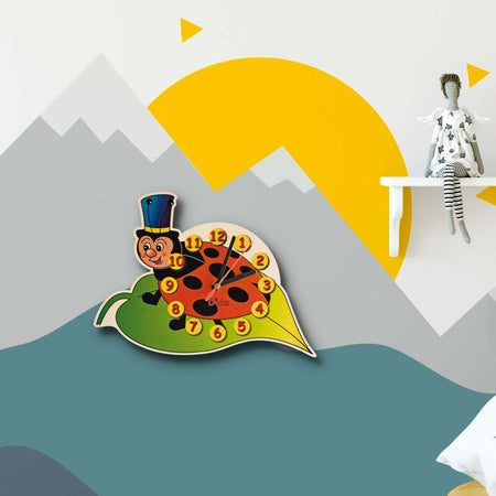 Orologio Da Parete - Coccinella Per Cameretta Bambini in Legno Dida