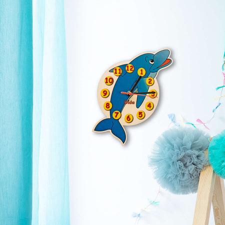 Orologio Da Parete - Delfino per Cameretta Bambini in Legno Dida
