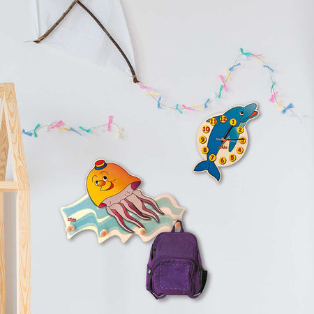 Orologio Da Parete - Delfino per Cameretta Bambini in Legno Dida