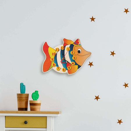Orologio Da Parete - Pesce Per Cameretta Bambini in Legno Dida