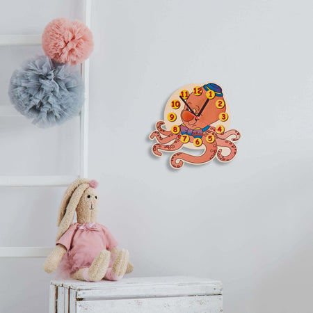 Orologio Da Parete - Polpo Da Appendere in Legno Cameretta Bambini Dida