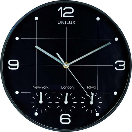 Orologio da parete 4 fusi on time - diametro 30 cm - nero - Unilux Casa e cucina/Decorazioni per interni/Orologi/Orologi particolari/Stazioni meteorologiche Eurocartuccia - Pavullo, Commerciovirtuoso.it