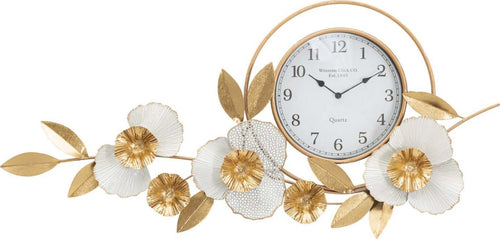 Orologio-da-parete-con-fiori-e-foglie-decorative-per-salotto-e-cucina