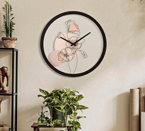 Orologio-da-parete-con-rose-struttura-in-ferro-e-vetro-per-salotto-e-cucina
