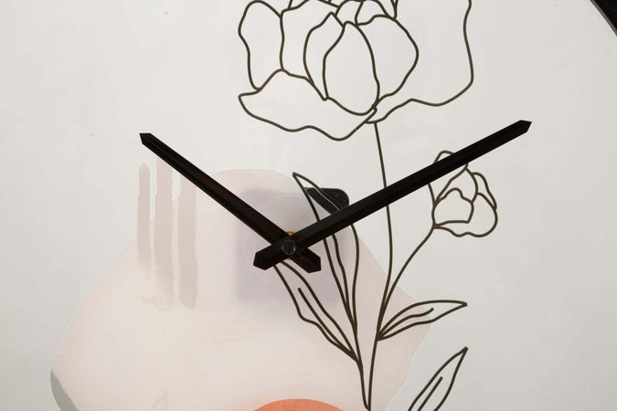 Orologio-da-parete-con-rose-struttura-in-ferro-e-vetro-per-salotto-e-cucina