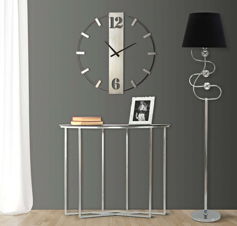 Orologio-da-parete-in-ferro-color-argento-e-nero-per-salotto-e-cucina