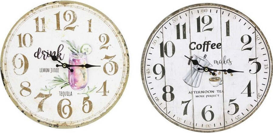 Orologio Da Parete Muro In Legno Analogico Decorato Cucina Stanza