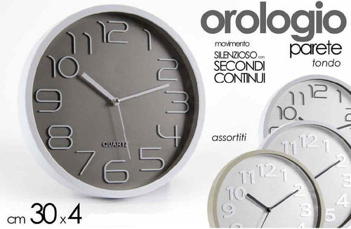 Orologio Da Parete Tondo 30x4 Cm Movimento Silenzioso Elegante Assortiti 684111 Casa e cucina/Decorazioni per interni/Orologi/Orologi da parete Trade Shop italia - Napoli, Commerciovirtuoso.it