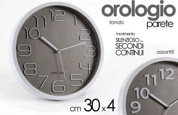 Orologio Da Parete Tondo 30x4 Cm Movimento Silenzioso Elegante Assortiti 684111 Casa e cucina/Decorazioni per interni/Orologi/Orologi da parete Trade Shop italia - Napoli, Commerciovirtuoso.it