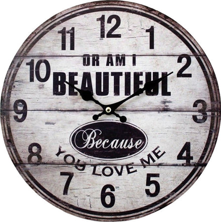 Orologio da parete vintage mdf or I am beautiful Casa e cucina/Decorazioni per interni/Orologi/Orologi da parete Led Mall Home - Napoli, Commerciovirtuoso.it