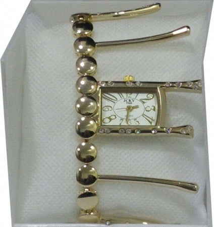 Orologio-Da-Polso-Bracciale-Donna-Oro-Brillantini-Quadrante-Rettangolare-Strass