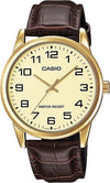 Orologio-Da-Polso-Casio-Mtp-v001gl-9budf-Analogico-Uomo-Pelle-Fondo-Oro