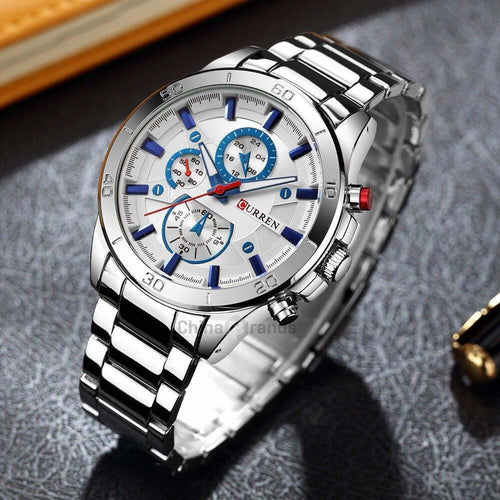 Orologio-Da-Polso-Curren-8275-Uomo-Analogico-Quarzo-Business-Silver-Blu