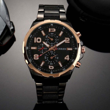 Orologio-Da-Polso-Curren-8276-Uomo-Analogico-Quarzo-Business-Nero-Oro