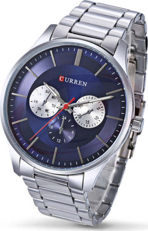 Orologio-Da-Polso-Curren-8282-Uomo-Analogico-Quarzo-Lusso-Silver-Q-Blu